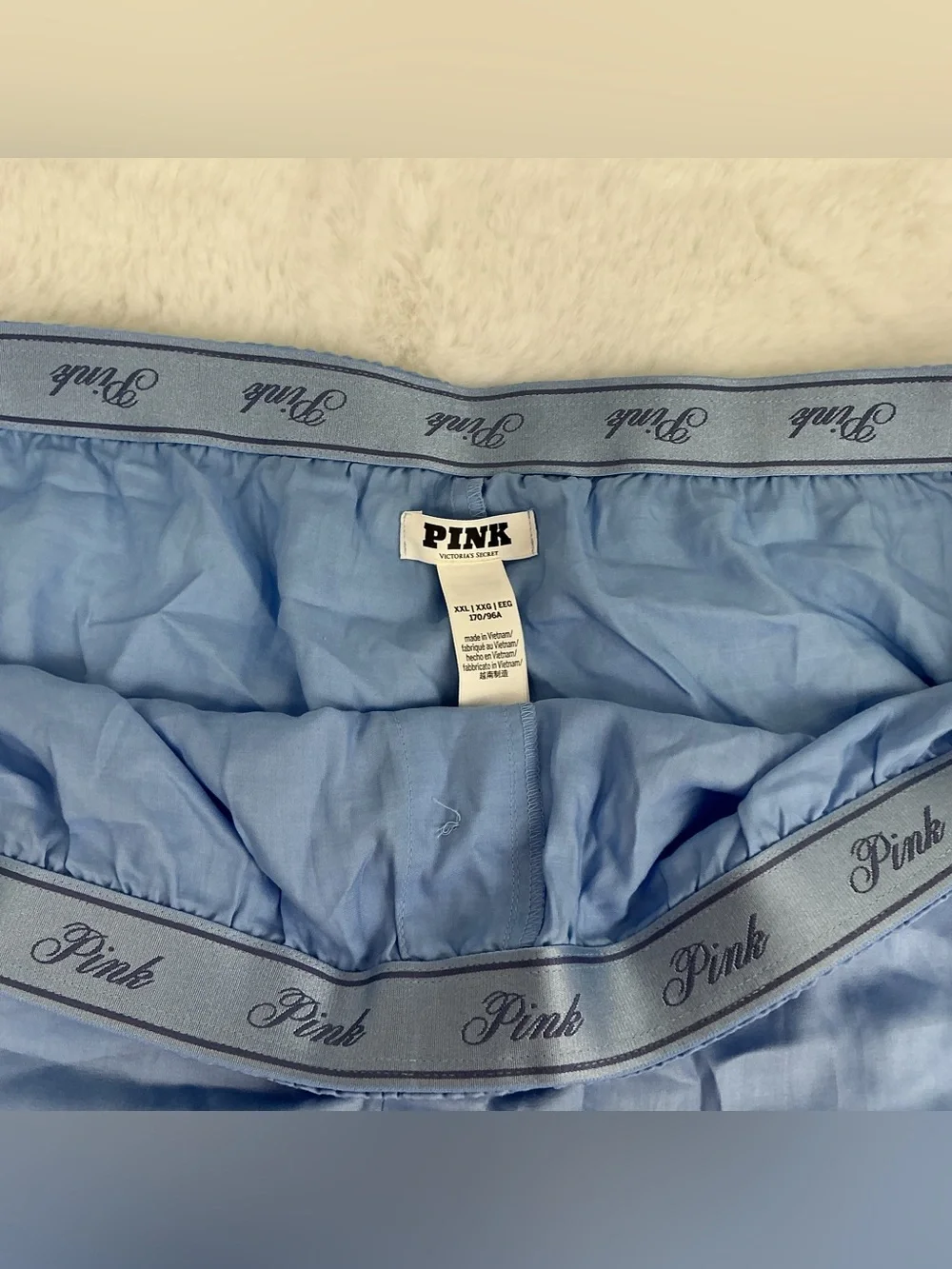 PINK Victoria's Secret Tencel Boxy Pajama Shorts - Light Blue Satin Boxer Shorts